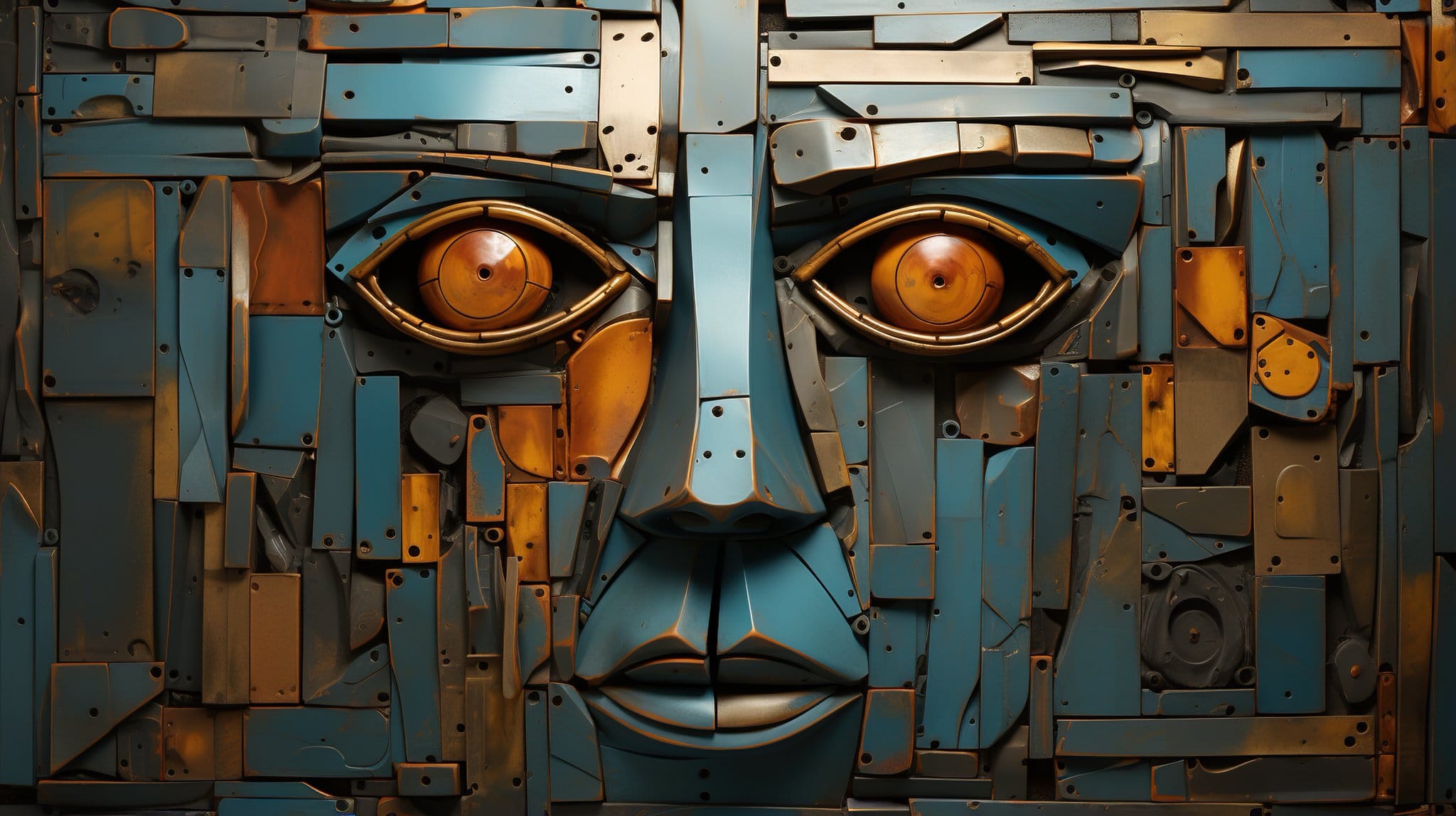vecteezy generative ai abstract robotic face on rusty vintage metal 31114772