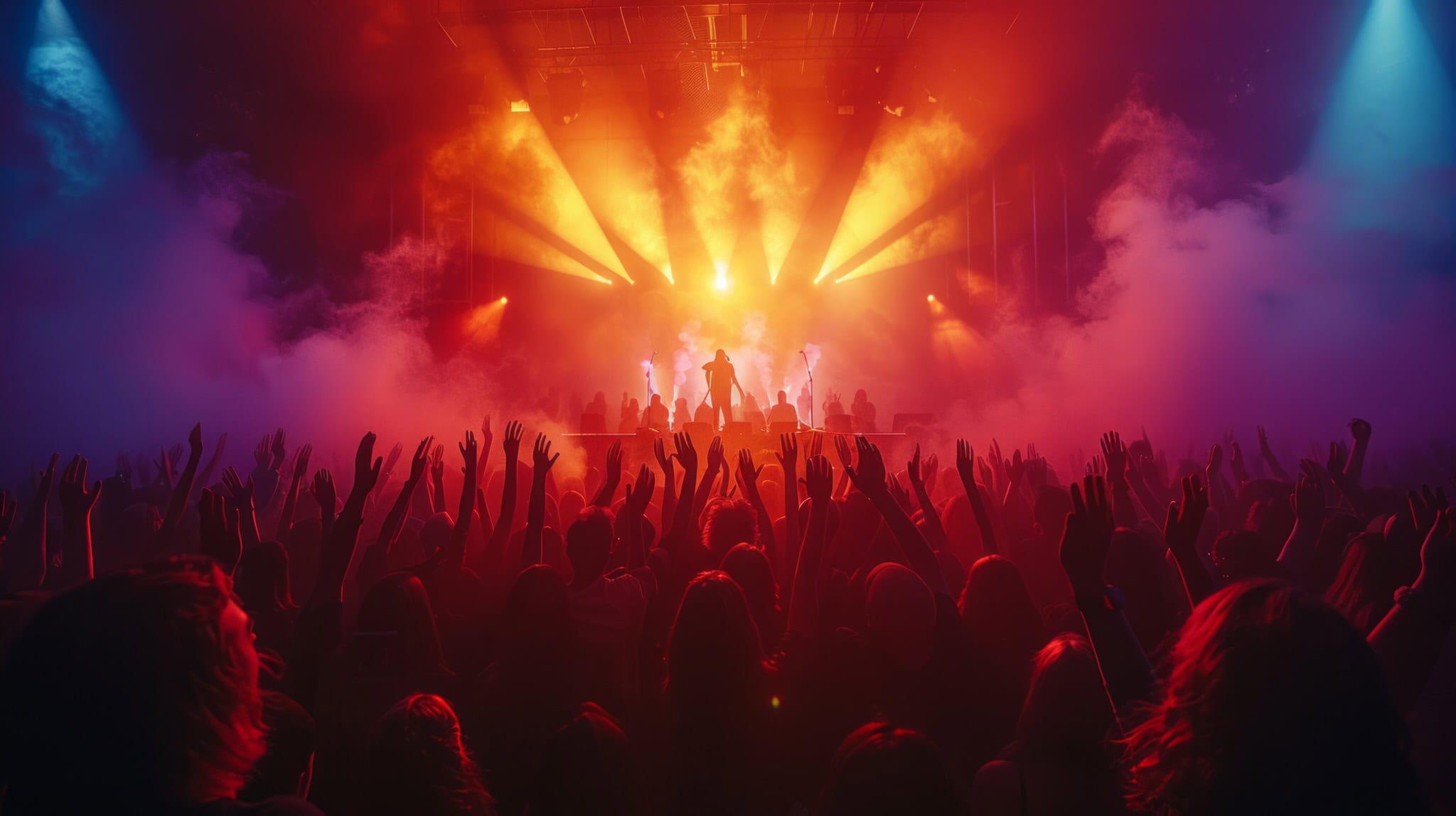vecteezy ai generated crowd of people with raised hands at concert 41878440