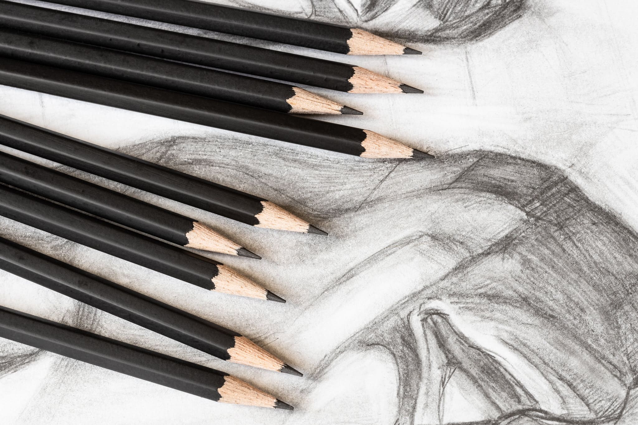 vecteezy set of graphite pencils on drawing of male face 10246314