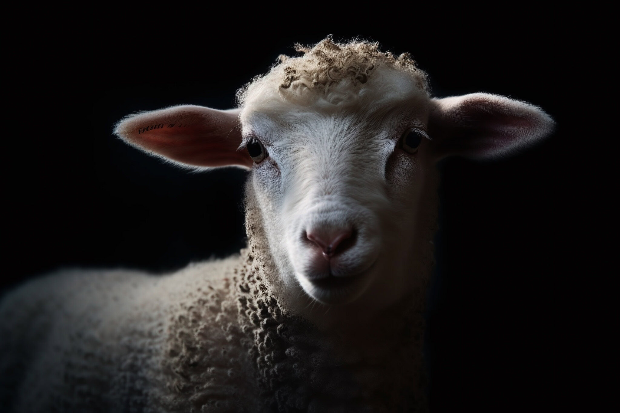 vecteezy portrait of a lamb face shot close up isolated on black 25218281