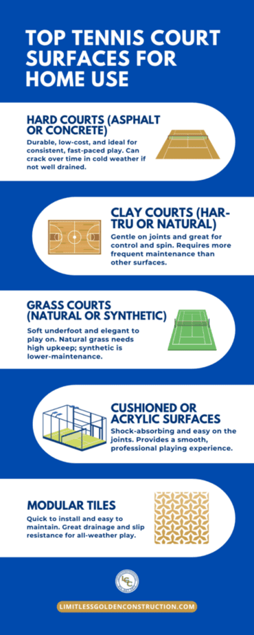 Top Tennis Court Surfaces for Home Use