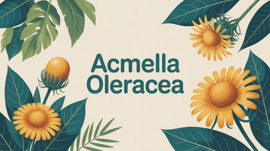 acmella oleracea illustration plante fleurs jaunes et feuilles