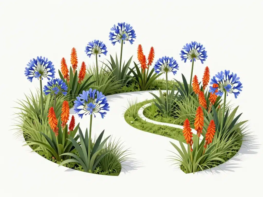 agapanthe orange concept diagramme massif bleu orange