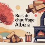 illustration arbre albizia bois de chauffage ambiance chaleureuse