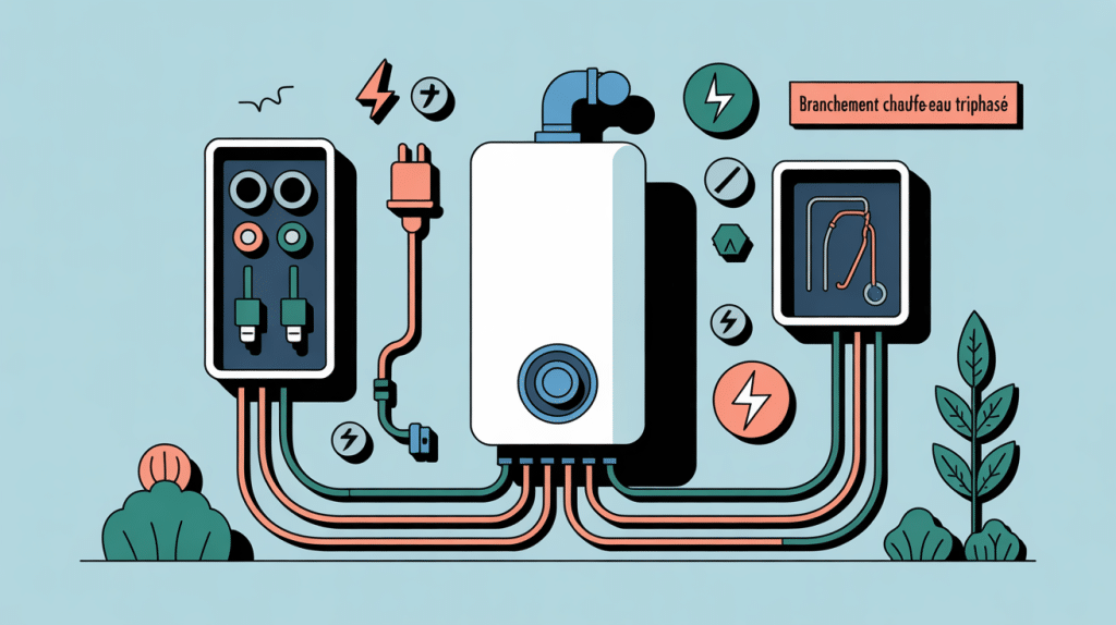 Illustration branchement chauffe eau triphasé sécurité