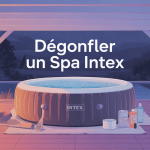 Illustration degonfler spa intex sur terrasse avec accessoires