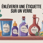 illustration stylisée enlever etiquette verre
