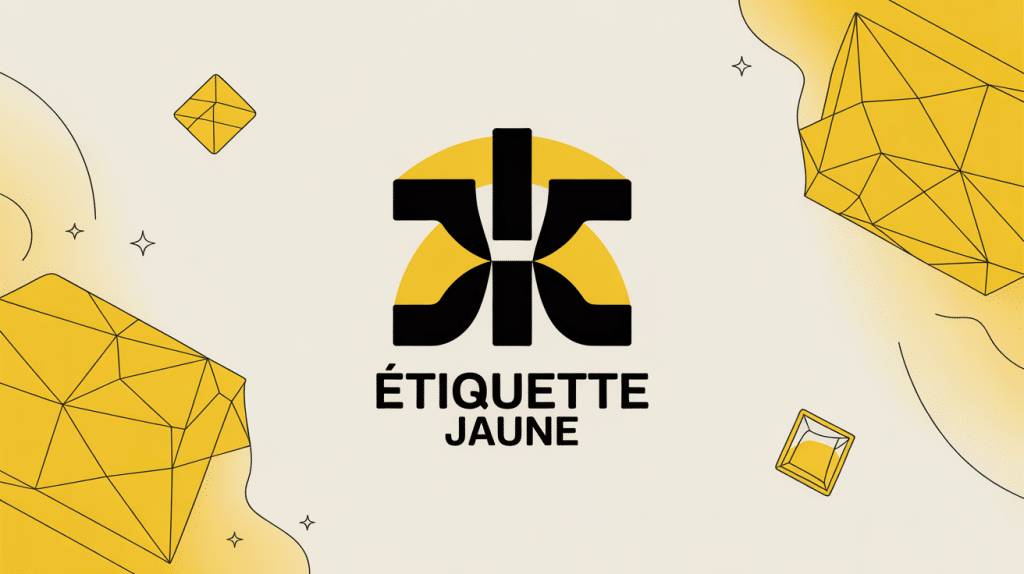 illustration etiquette jaune logo design moderne
