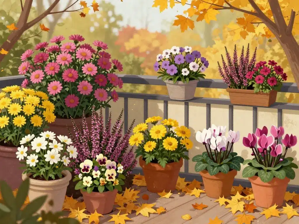 fleurs en novembre scène jardin automne