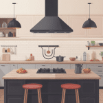 hotte aspirante sur plan de travail dans cuisine ouverte