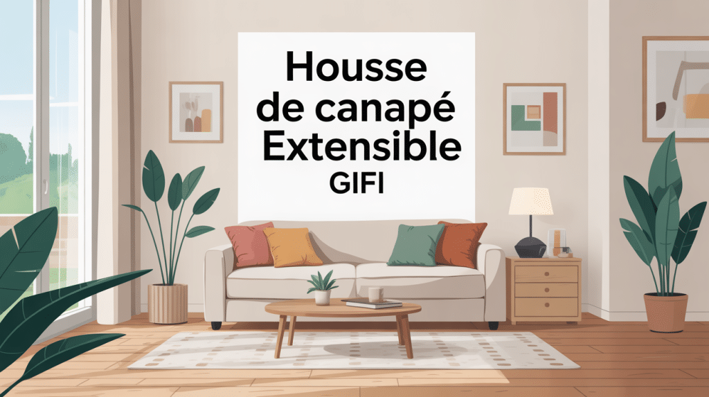 housse de canapé extensible gifi sur canapé dans salon lumineux