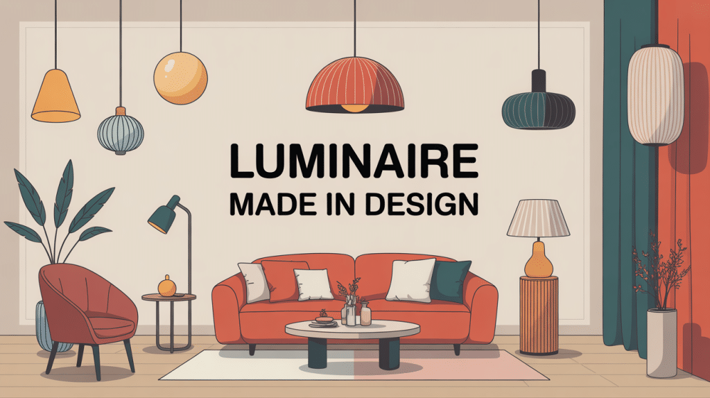illustration luminaire made in design dans salon moderne