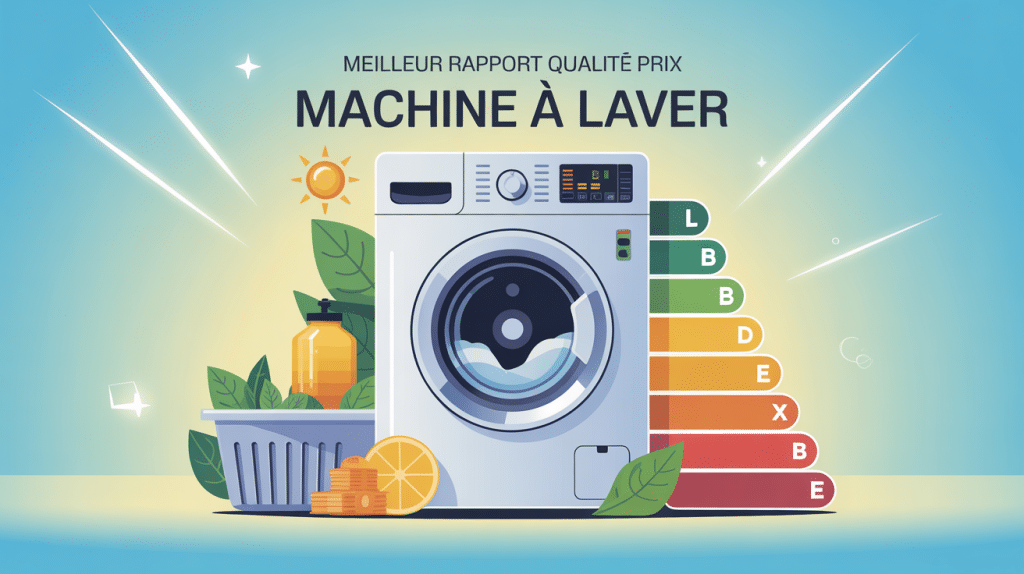 image machine à laver meilleur rapport qualité prix avec symboles économie et fiabilité