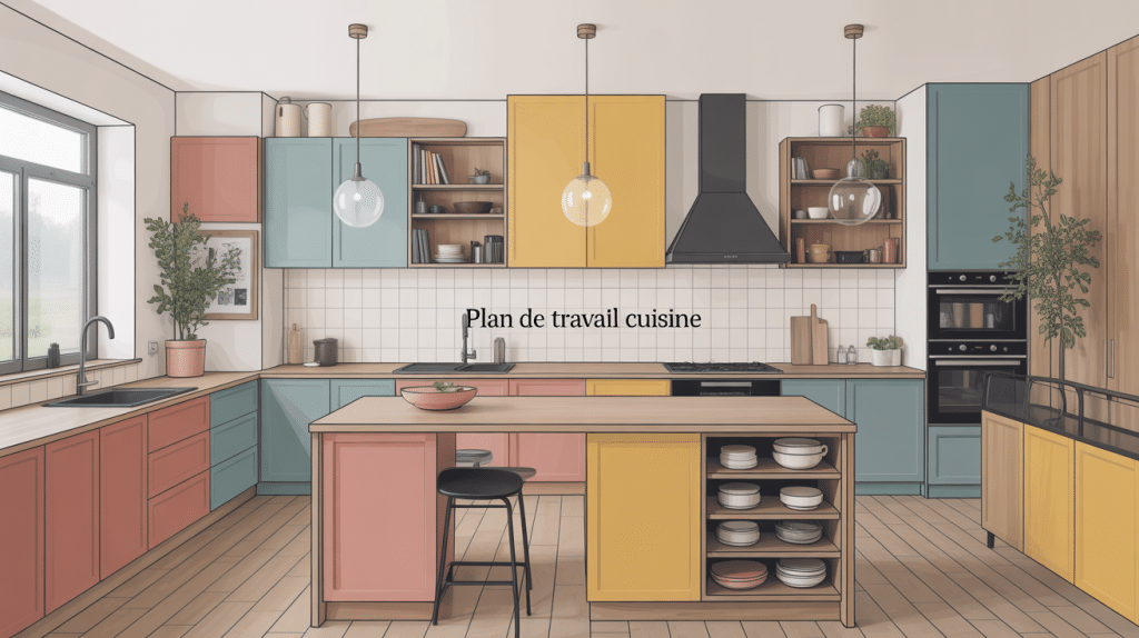 illustration meilleur plan de travail cuisine matériaux variés
