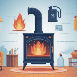 Panne poêle à pétrole s'éteint au bout de quelques minutes, ambiance hivernale et symboles d'entretien