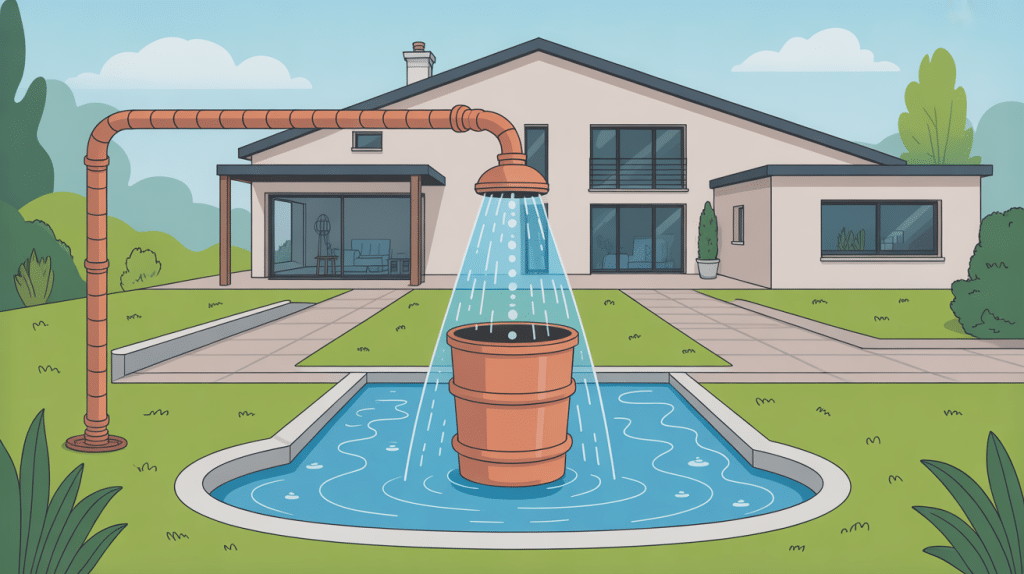 Illustration pompe pour eau de pluie installation maison moderne