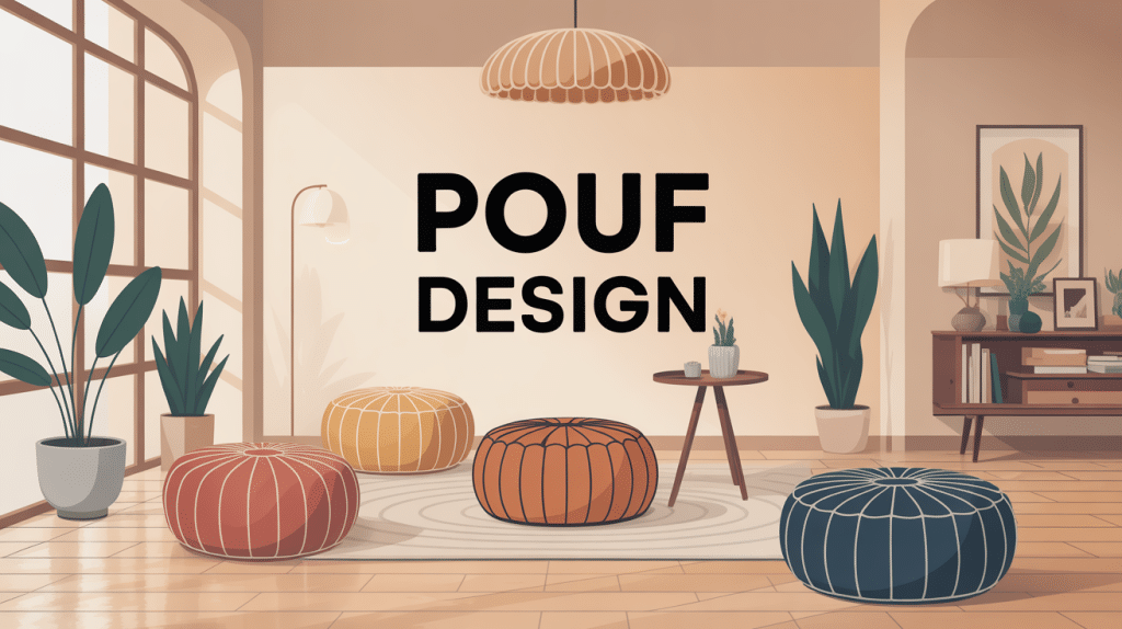illustration pouf design moderne dans salon lumineux