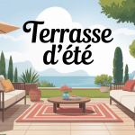 illustration terrasse d'été moderne ambiance estivale