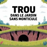 illustration trou dans le jardin sans monticule sur pelouse