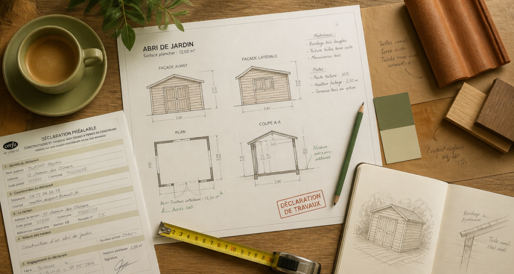 declaration de travaux abri jardin plans cerfa