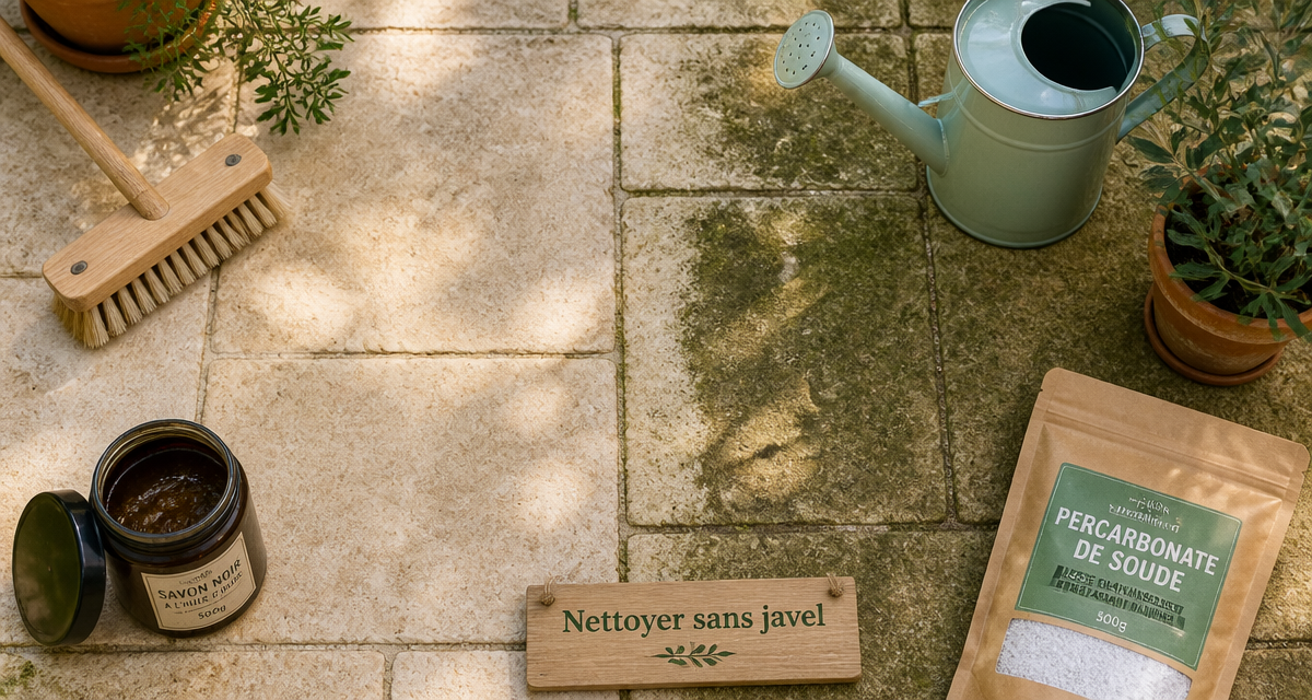 nettoyage dalle terrasse javel sans javel outils naturels