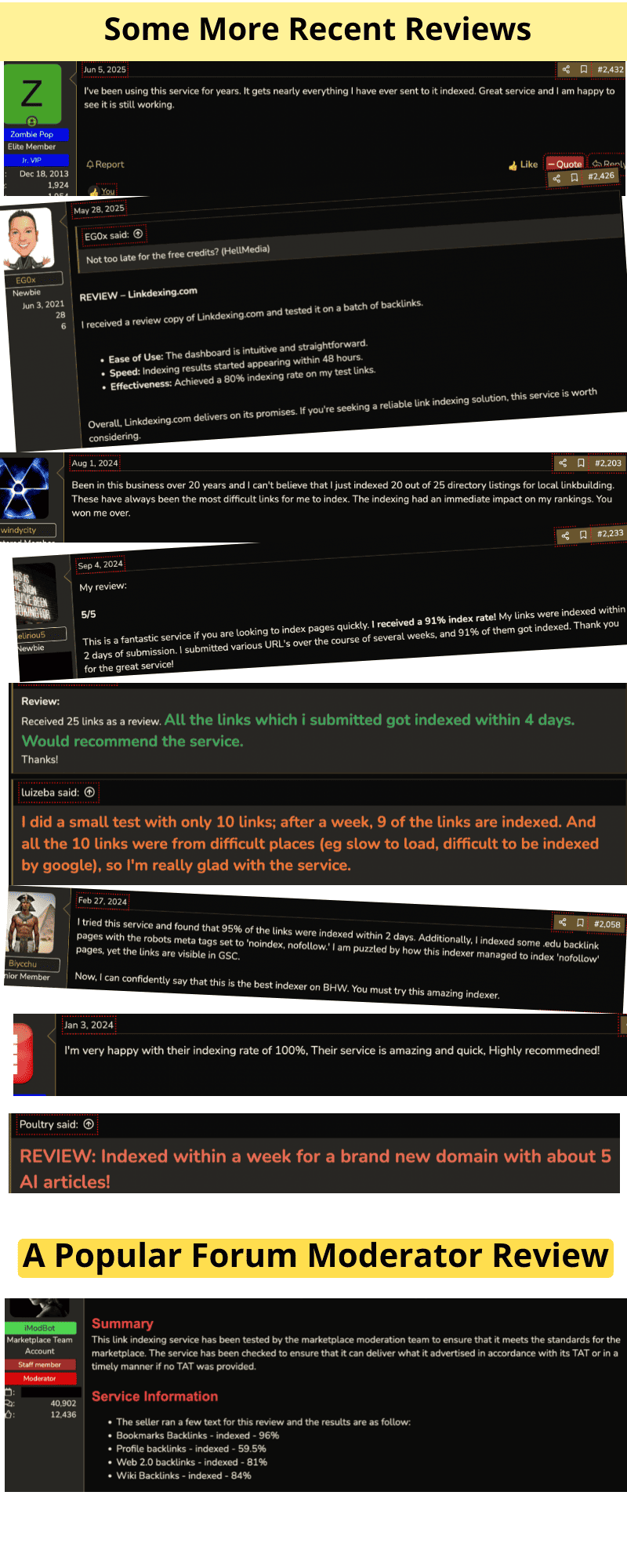 Linkdexing Testimonials