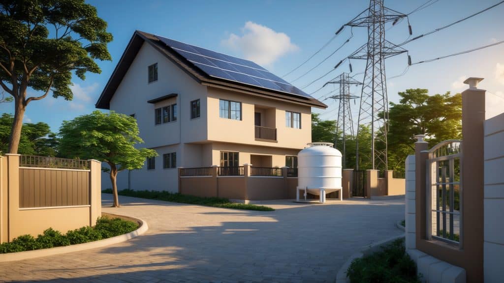A house with solar panels on the roof.