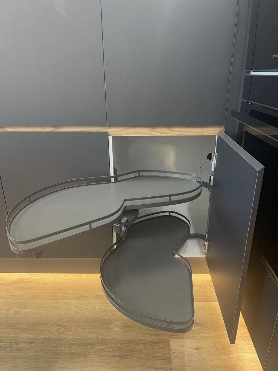 Magic corner in kitchen cabinets