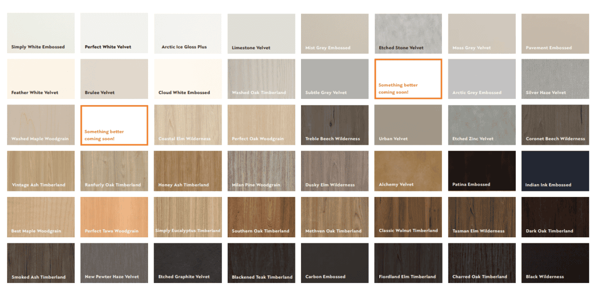 Bestwood Melamine Colours for Kitchen Cabinets