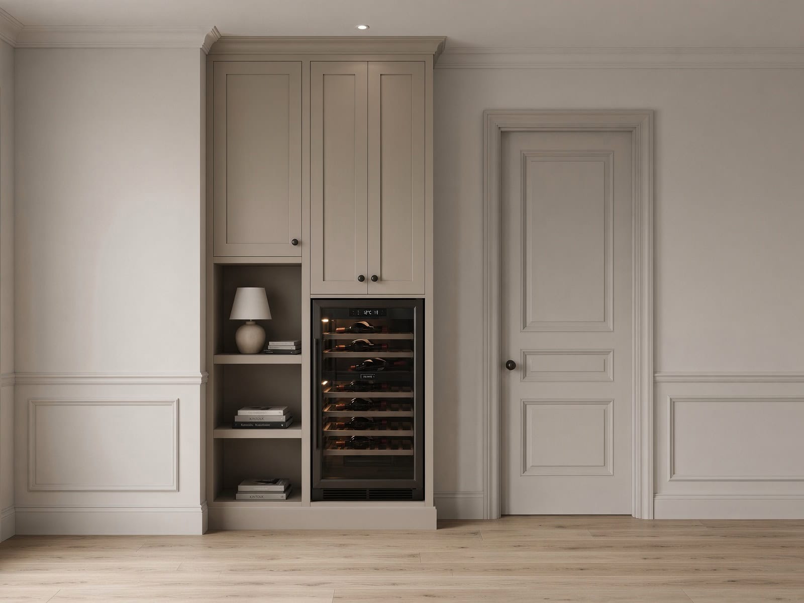 Wine Cellar Ideas NZ: Custom Wine Walls, Cabinets & Under-Stair Cellars 4 Conditioned wine cabinet built into custom joinery on a shaded interior wall in an Auckland home, away from direct sunlight.