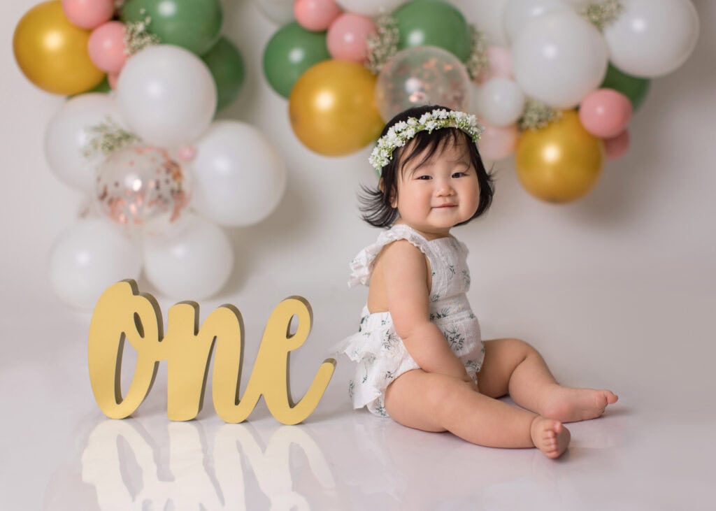 Cake smash photography session in Edmonton for a first birthday
