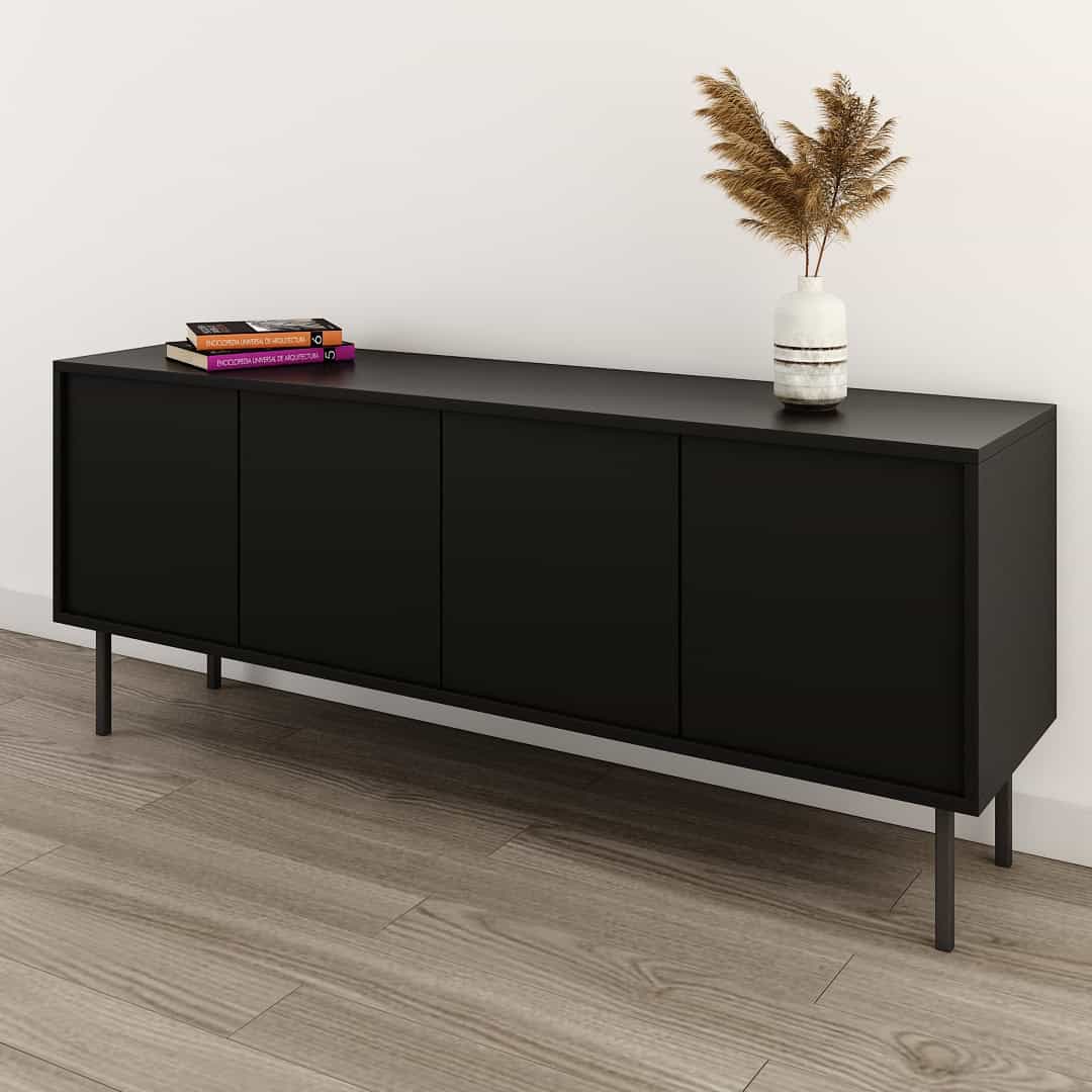 Vitrina de madera moderna en color negro para muebles de diseño contemporáneo y elegantes acabados.