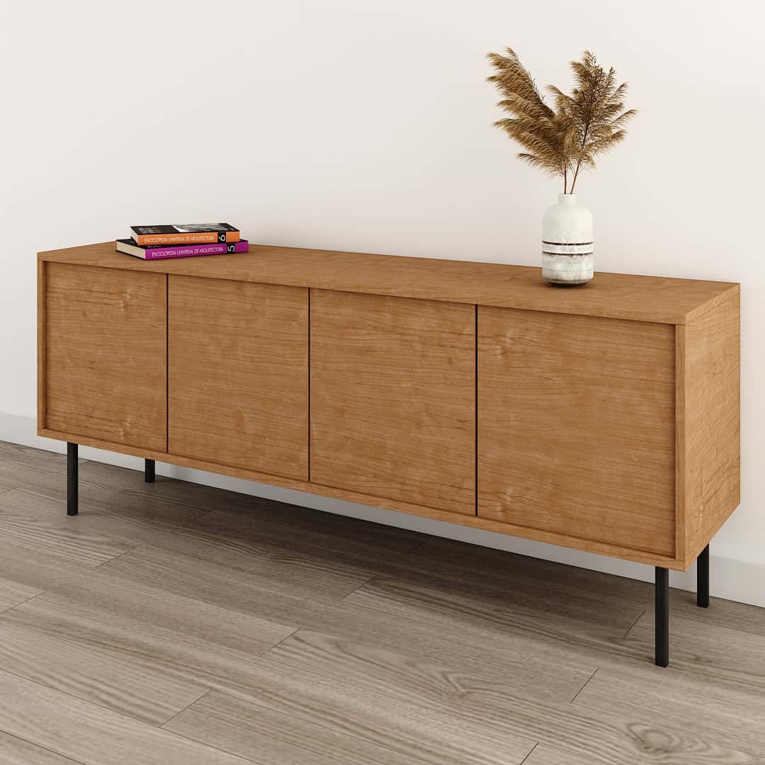 Mueble de madera natural para sala, diseño moderno y funcional, ideal para decorar espacios con estilo cálido y elegante.