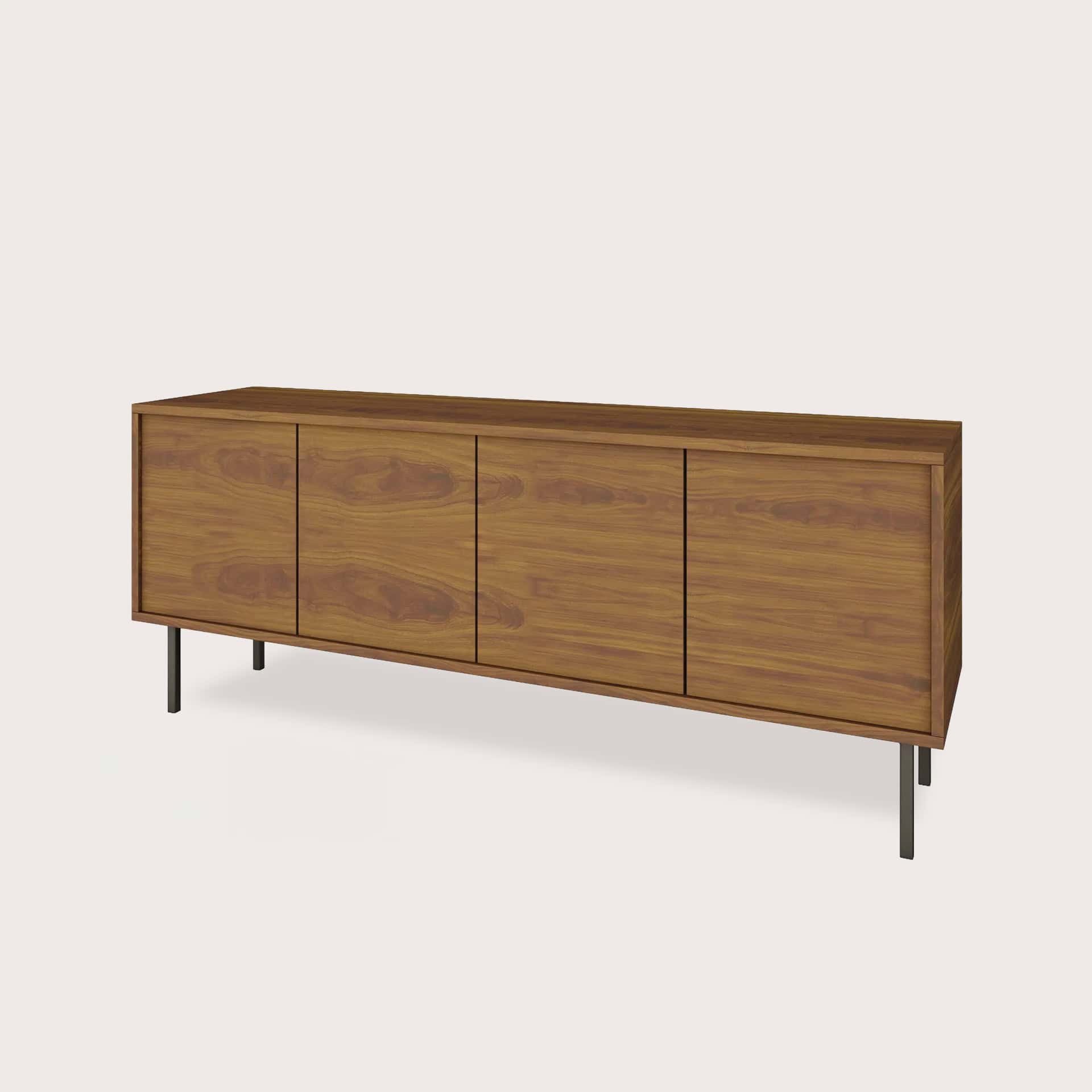 Elegante mueble de madera para sala o comedor, diseño contemporáneo y acabado natural, ideal para muebles a medida, realizado en taller especializado en fabricación de muebles de alta calidad.