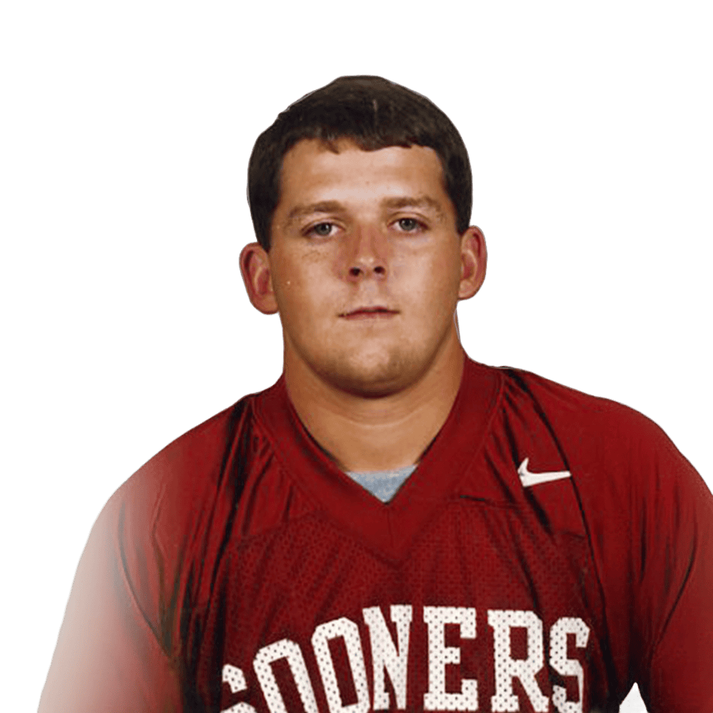 Lou Groza Award candidate in red football jersey with 'Sooners' logo.