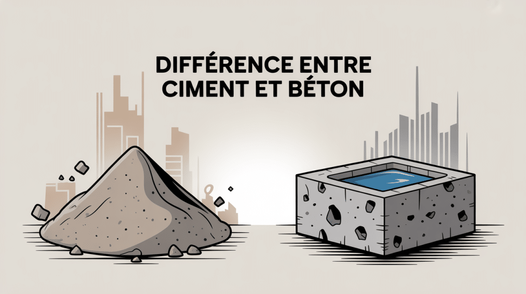 visuel expliquant différence entre ciment et béton