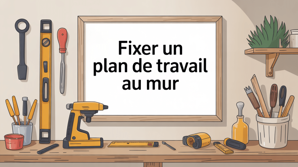 fixer plan de travail au mur avec outils et méthode illustrés