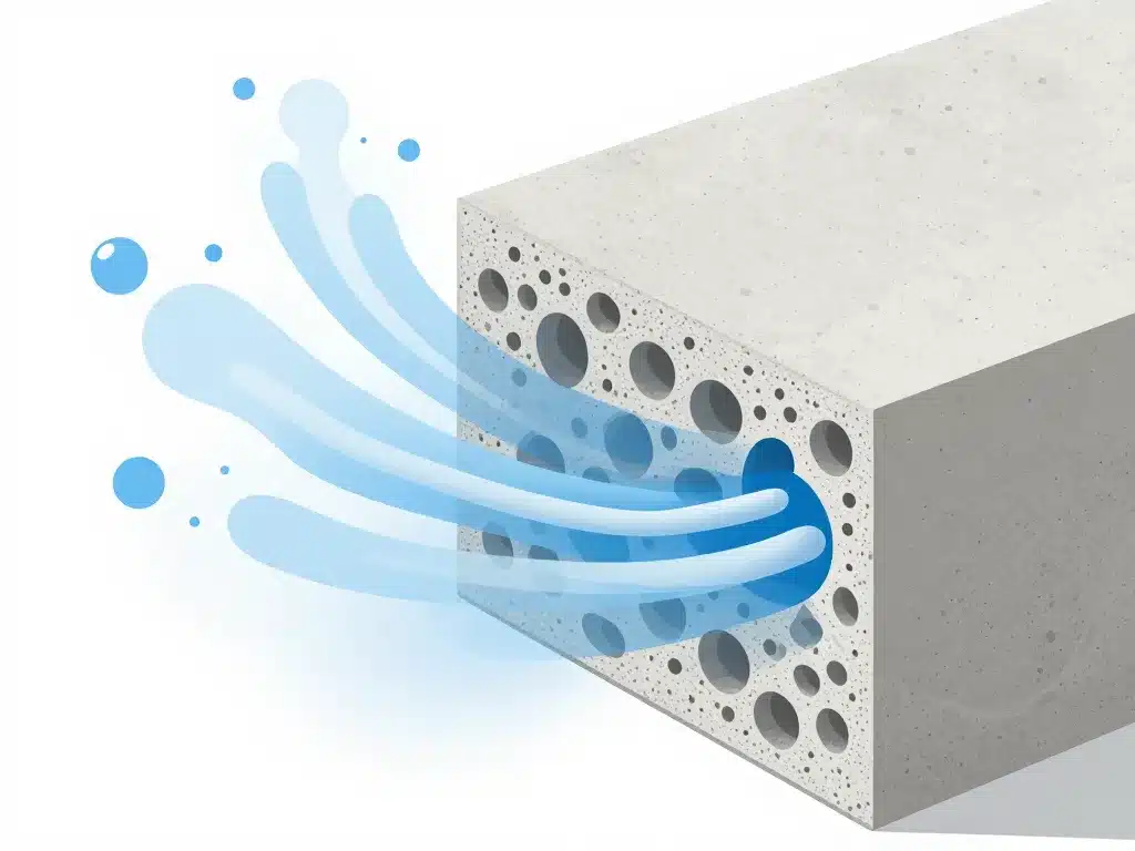 Schéma structure poreuse peinture pour béton cellulaire