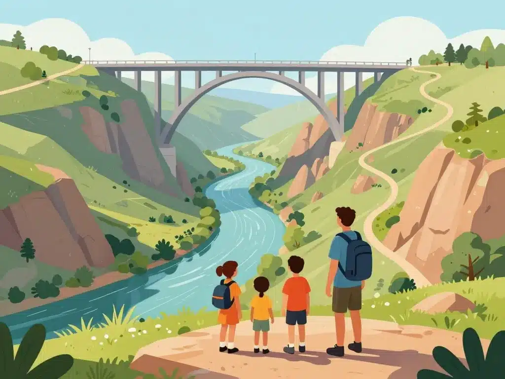 visite du viaduc des fades vue depuis le belvédère sur les gorges de la Sioule
