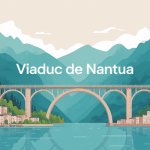 viaduc de nantua surplombe lac et ville illustration