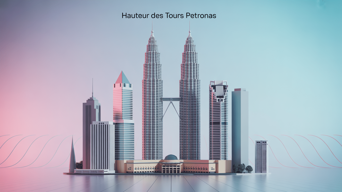 Combien mesure la tour Petronas image hauteur 3D