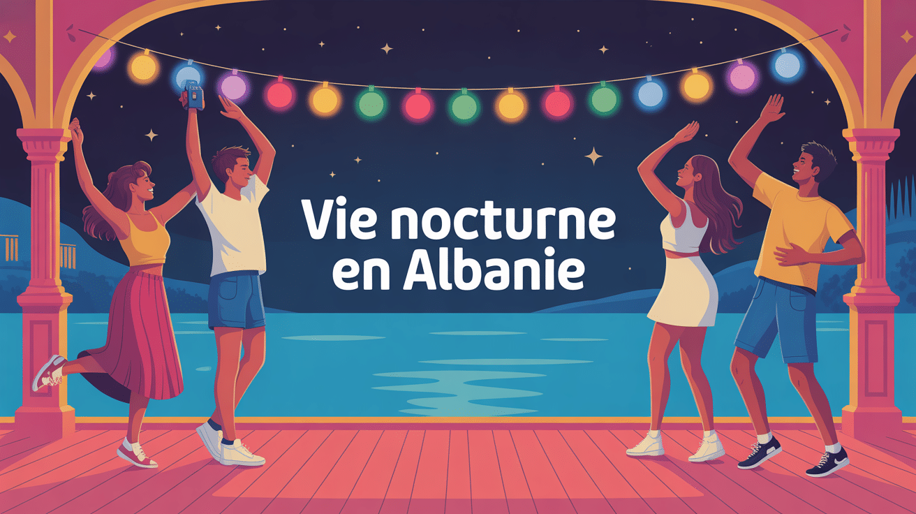 Scène festive illustrant faire la fete en albanie