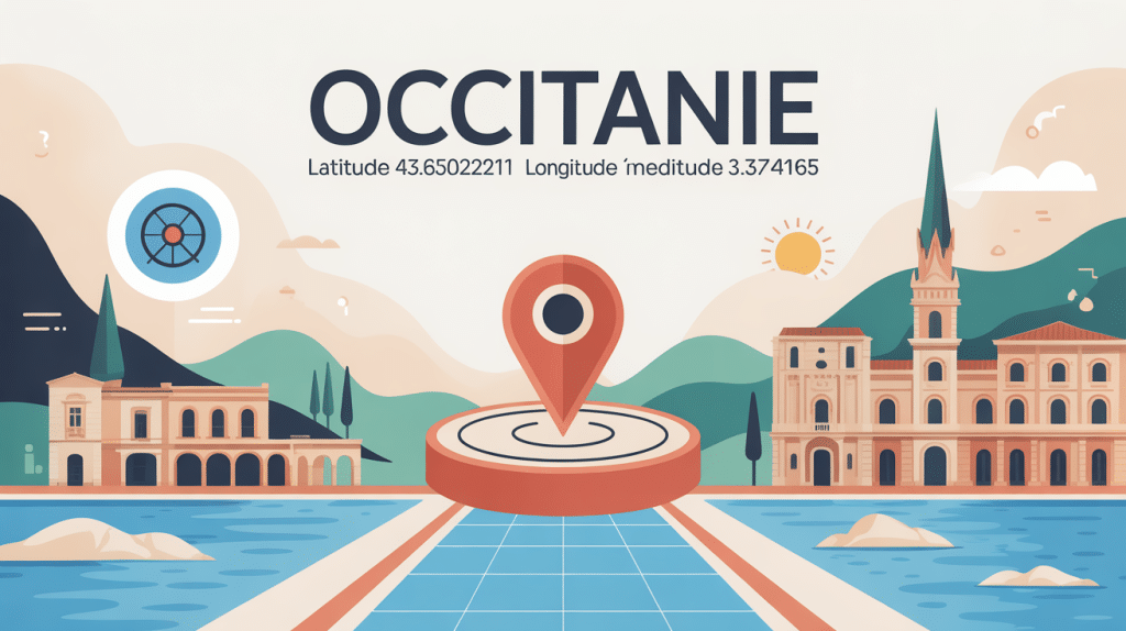 Illustration localisation latitude 43.6502211 longitude 3.374165 Occitanie