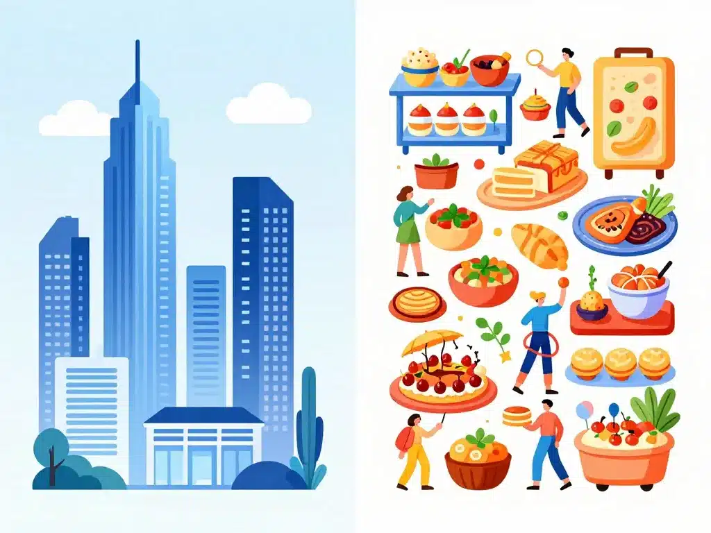 Illustration différences Osaka ou Tokyo ambiance Japon