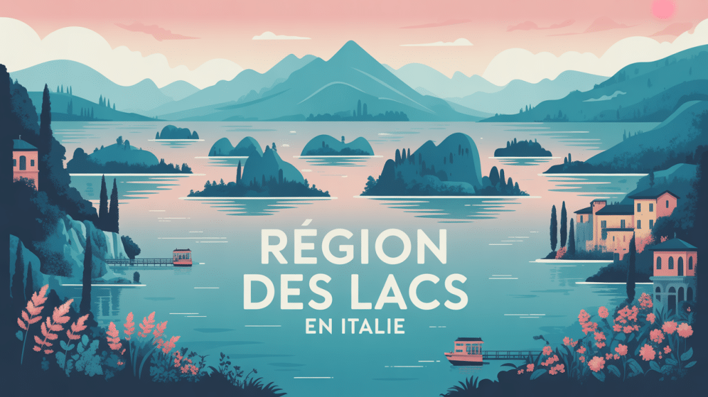 Vue illustrée des principaux lacs en région des lacs italie