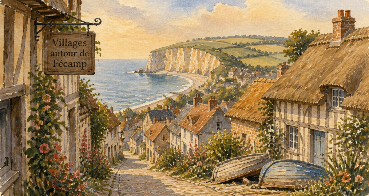 beaux villages autour de fécamp vue aquarelle village normand