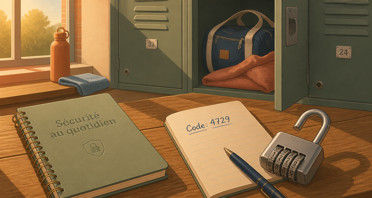 code cadenas ouvert sur table avec carnet et casier