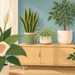 plantes d'interieur depolluante sur meuble et sol