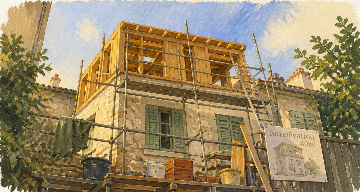 prix surélévation maison 40m2 en travaux