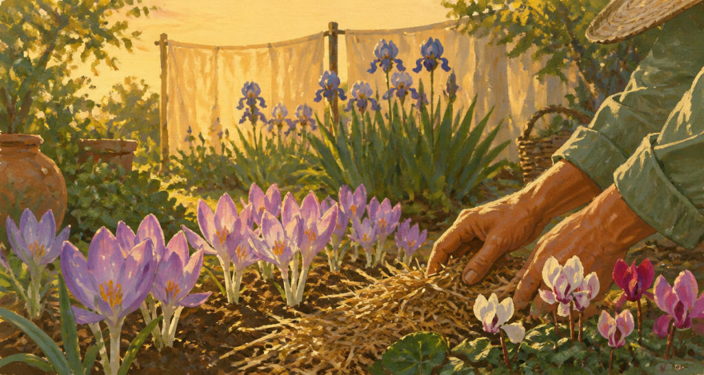 que planter en juillet août fleurs paillage bulbes colchiques cyclamens